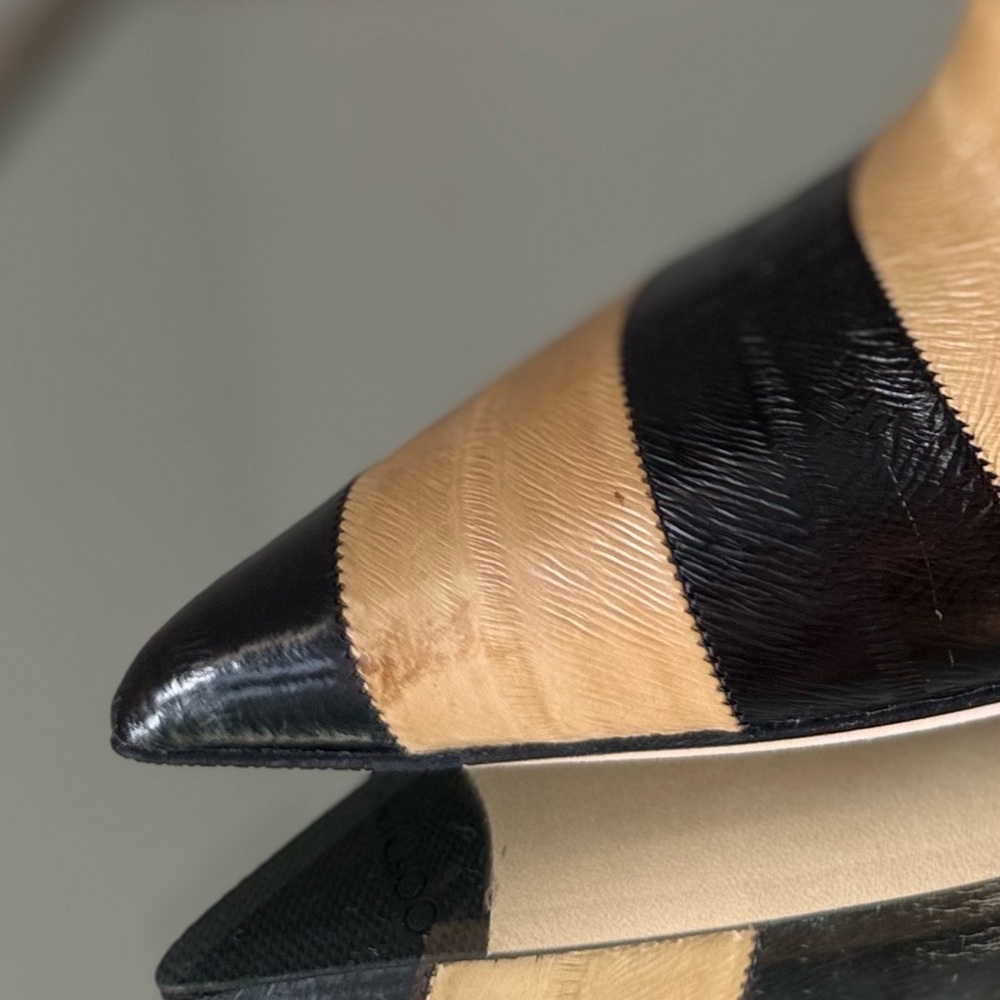 New Jimmy Choo Beren Boot Eel Skin Striped Black and Cognac $1,895 37.5 - Picture 12 of 12